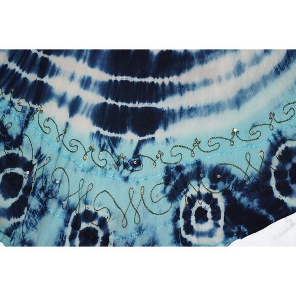 Pink Apple Blue Tie-Dye Boho Skirt – Size L – Embroidered & Sequin Detail Festiv - Picture 13 of 14